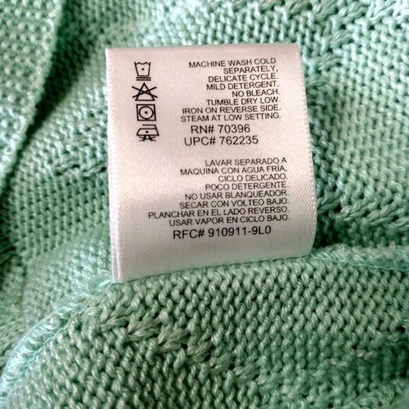 Vintage Sweater Small Sleeveless Mint Green Embroidered Flowers Grannycore - Picture 7 of 12